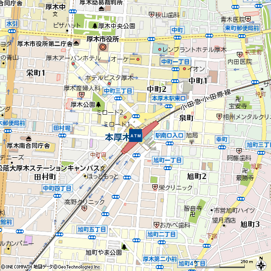 小田急本厚木駅第二付近の地図